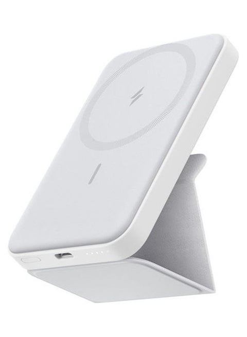 Magnetic Battery (MagGo), 5K Foldable Magnetic Wireless Portable Charger and USB-C for iPhone 16/16 Plus/16 Pro/16 Pro Max, iPhone 15/14/13 Series (White) Dolomite White