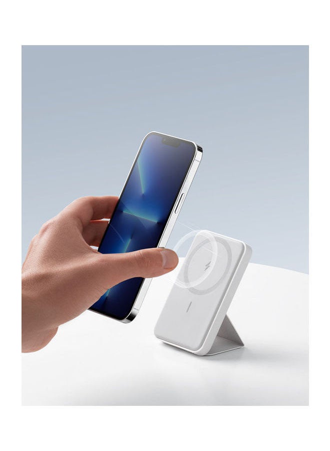 Anker - Magnetic Battery (MagGo), 5K Foldable Magnetic Wireless Portable Charger and USB-C for iPhone 16/16 Plus/16 Pro/16 Pro Max, iPhone 15/14/13 Series (White) Dolomite White - Image 1