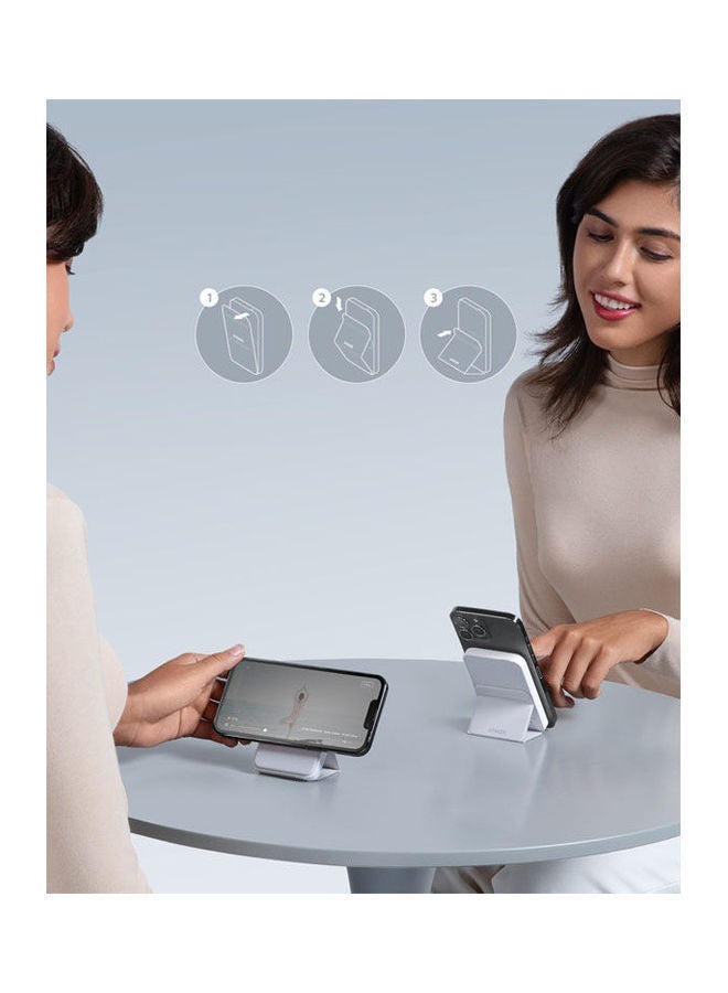 Anker - Magnetic Battery (MagGo), 5K Foldable Magnetic Wireless Portable Charger and USB-C for iPhone 16/16 Plus/16 Pro/16 Pro Max, iPhone 15/14/13 Series (White) Dolomite White - Image 1