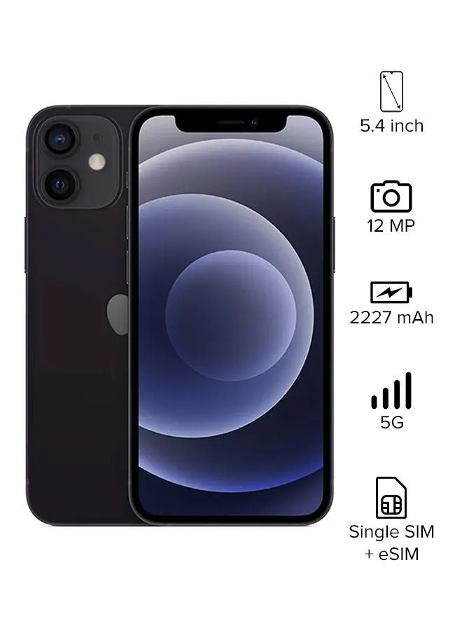 أبل - آيفون 12 ميني مع فيس تايم سعة 64 جيجابايت يدعم 5G أسود - نسخة الشرق الأوسط - Image 1