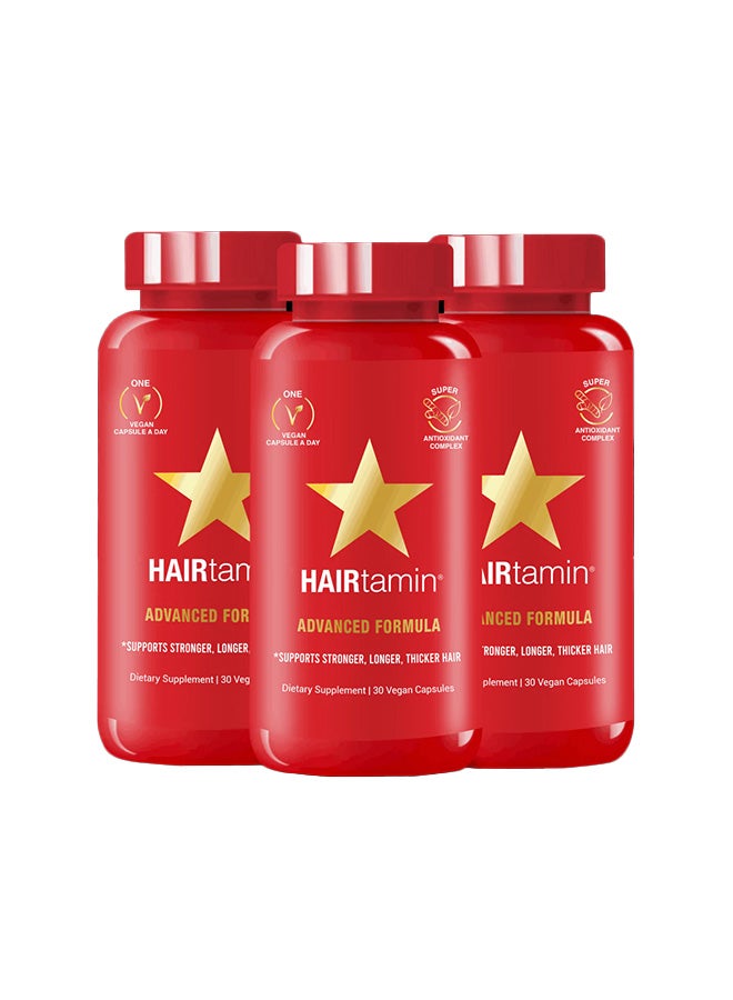 HAIRTAMIN Pack Of 3 Advanced Formula - 30 Vegetarian Capsules - Image 1