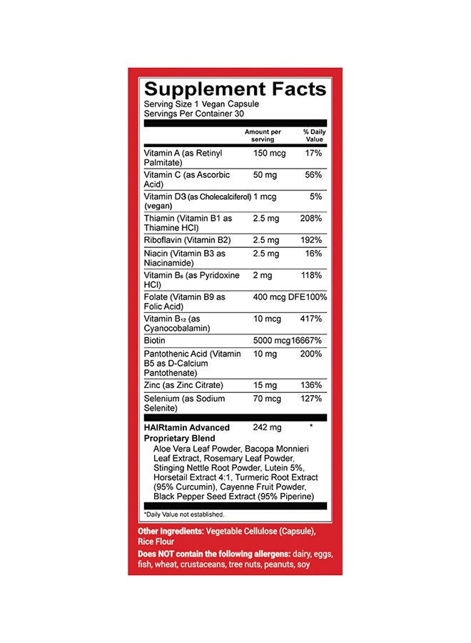 HAIRTAMIN Advance Formula Dietary Supplement - 30 Capsules - Image 4
