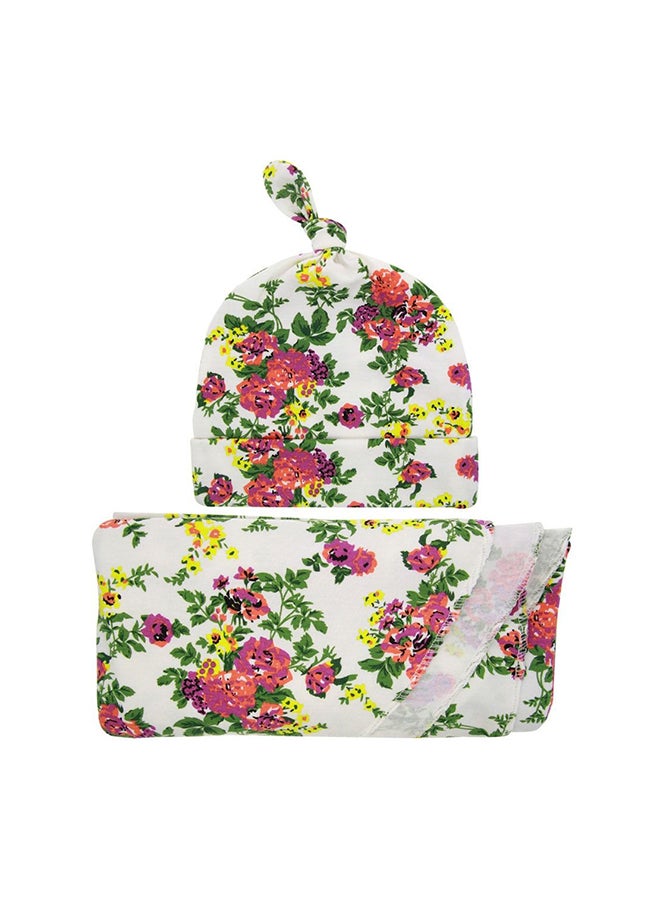 Cute Floral Pattern Hooded Skin-Friendly Breathable Baby Swaddling Blanket - Image 1