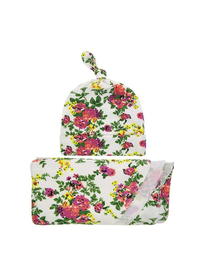 Cute Floral Pattern Hooded Skin-Friendly Breathable Baby Swaddling Blanket - Image 2