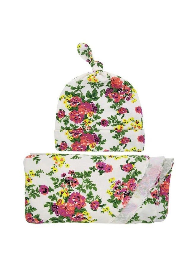 Cute Floral Pattern Hooded Skin-Friendly Breathable Baby Swaddling Blanket - Image 2