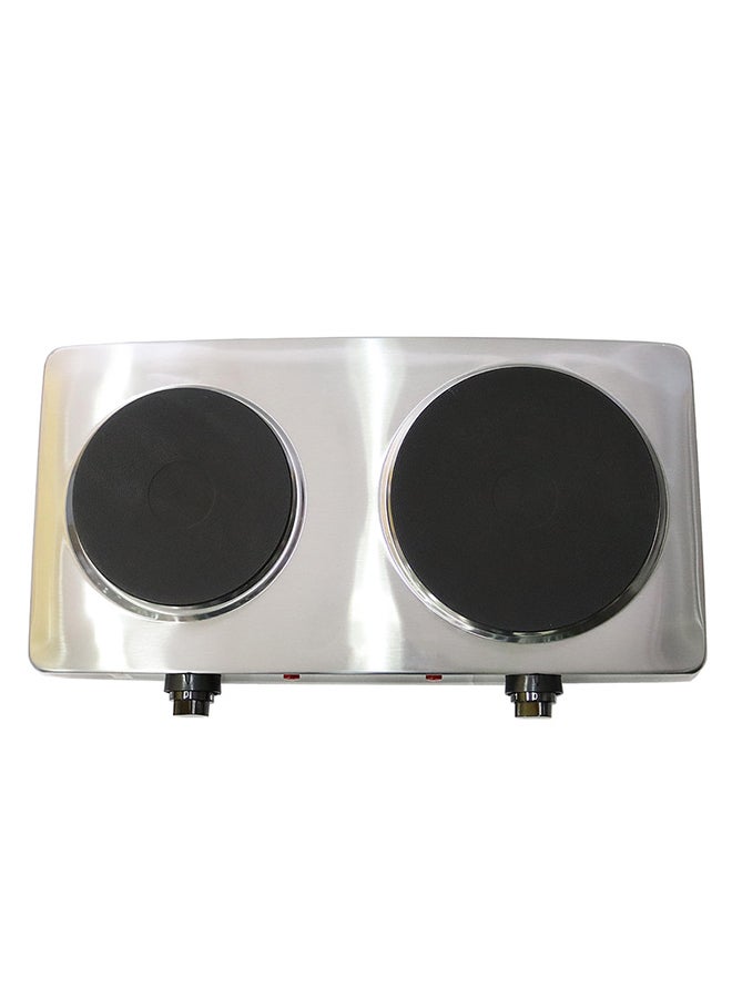 Nobel - Electric Dual Hot Plate with Overheat Protection and Indication Light  and 185mm + 155 mm Hot Plate 2500 W NHP402SS Silver - Image 1