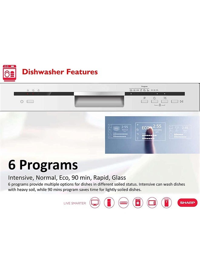 SHARP - 12-Place Setting Dishwasher QW-MB612-SS3 Silver - Image 1
