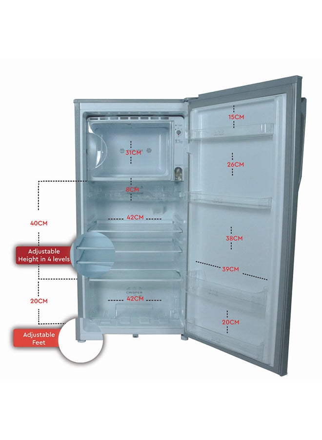 Nobel - 180 L Gross / 150 L Net, Single Door Refrigerator, Defrost, R600a Refrigerant, Temperature Control, Inside Light, Inside Evaporator and Condenser, Lock & Key, 3 Star Esma, CFC Free 312 kW NR180SSN Silver - Image 1