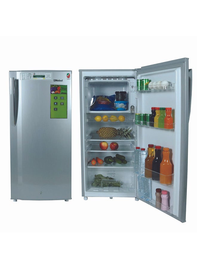 Nobel - 180 L Gross / 150 L Net, Single Door Refrigerator, Defrost, R600a Refrigerant, Temperature Control, Inside Light, Inside Evaporator and Condenser, Lock & Key, 3 Star Esma, CFC Free 312 kW NR180SSN Silver - Image 1