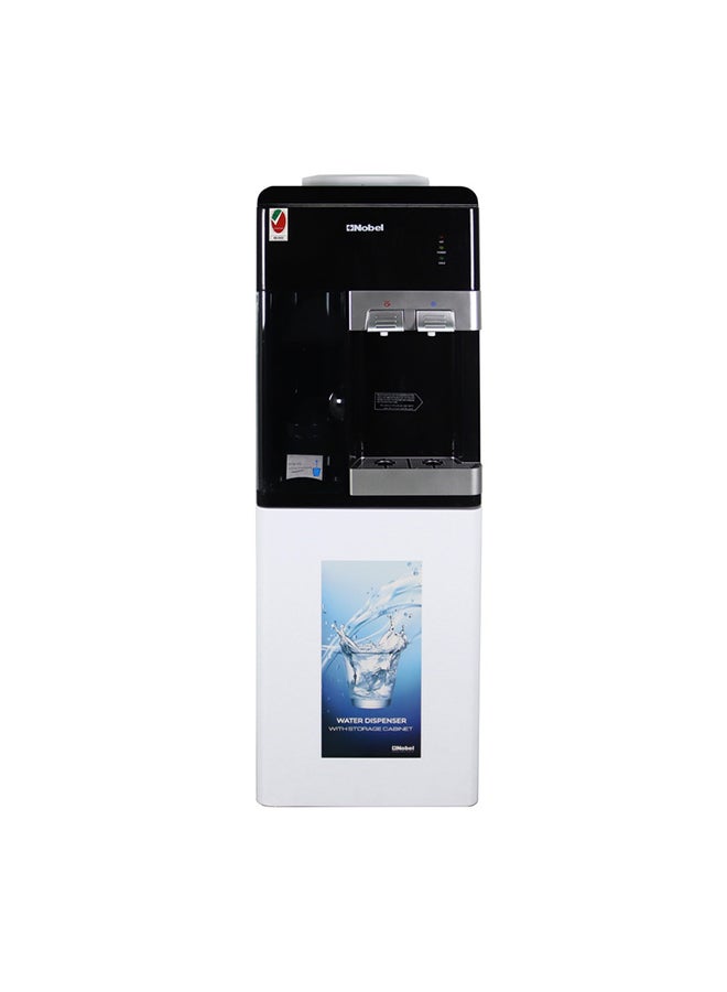 مبرد مياه 2 صنبور قائم بذاته مع خزانة تخزين سفلية وتخزين الأكواب، تبريد ضاغط ساخن وبارد