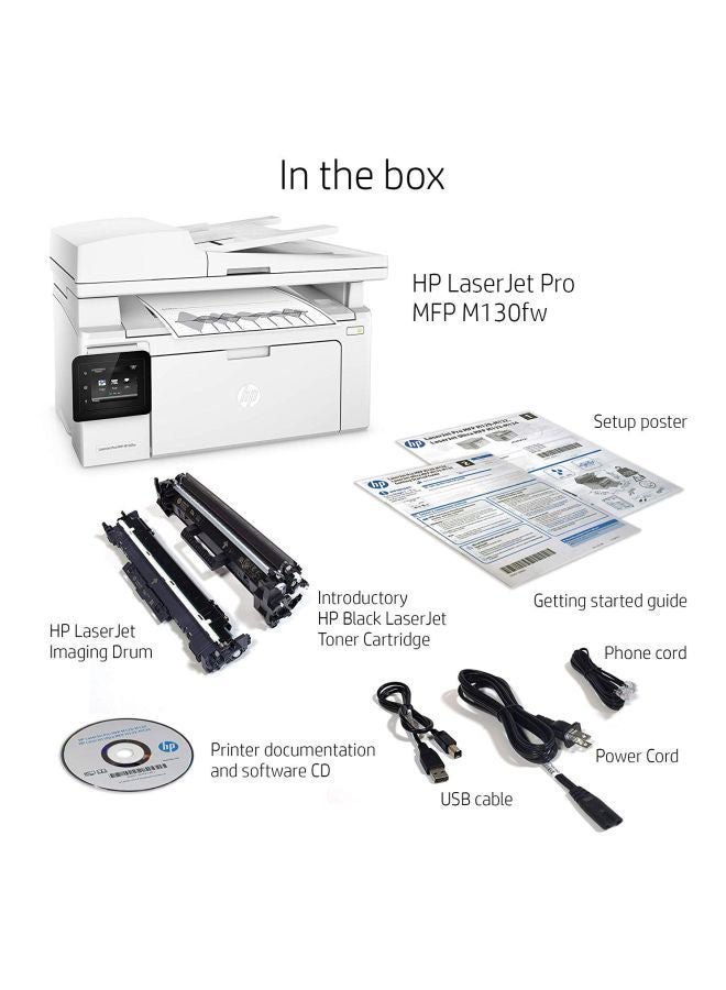 HP - LaserJet Pro MFP M130fw All-In-One Printer With Print/Copy/Scan/Fax/Wireless Function,G3Q60A White - Image 1