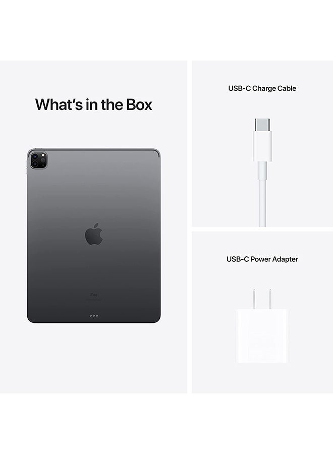 أبل - iPad Pro 2021 (الجيل الخامس) مقاس 12.9 بوصة، شريحة M1، سعة 256 جيجابايت، واي فاي، شبكة 5G، رمادي فضائي مع تطبيق Facetime - إصدار الشرق الأوسط - Image 1