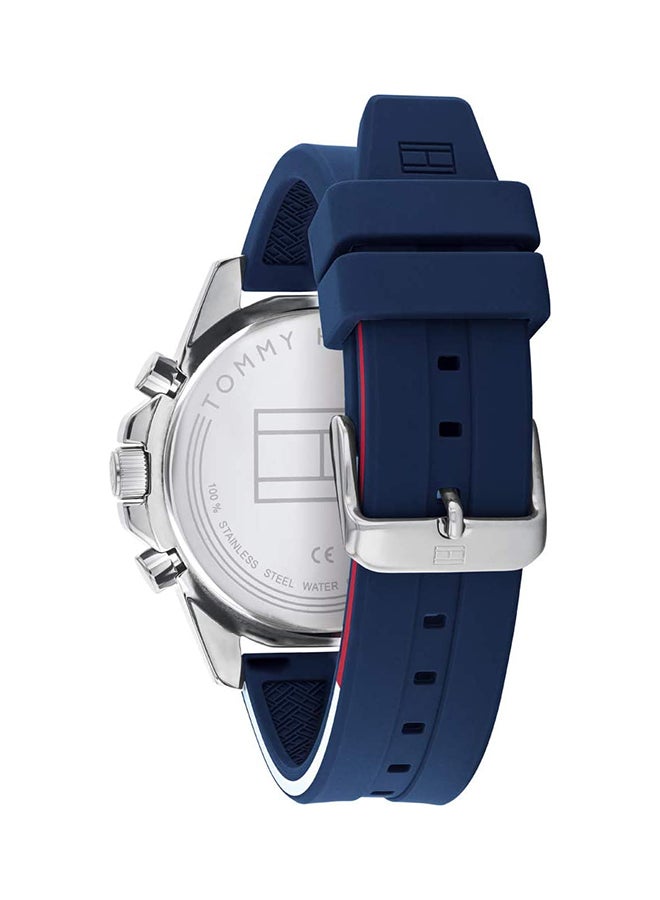 TOMMY HILFIGER Men's Mason Round Shape Silicone Strap Analog Wrist Watch 45 mm - Blue - 1791791  - Image 3