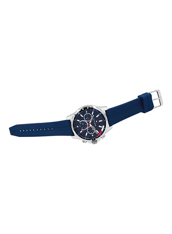 TOMMY HILFIGER Men's Mason Round Shape Silicone Strap Analog Wrist Watch 45 mm - Blue - 1791791  - Image 4