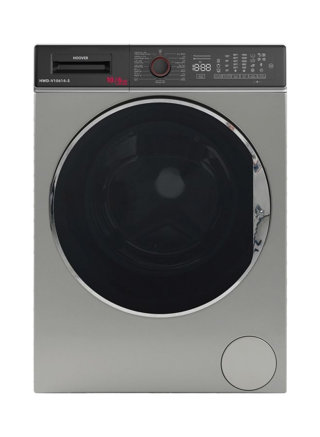 HOOVER Washer Dryer Fully Automatic Front Loading Combo Washing Machine 6Kg Dry 1400 Rpm Made In Turkey 10 kg HWD-V10614-S Silver