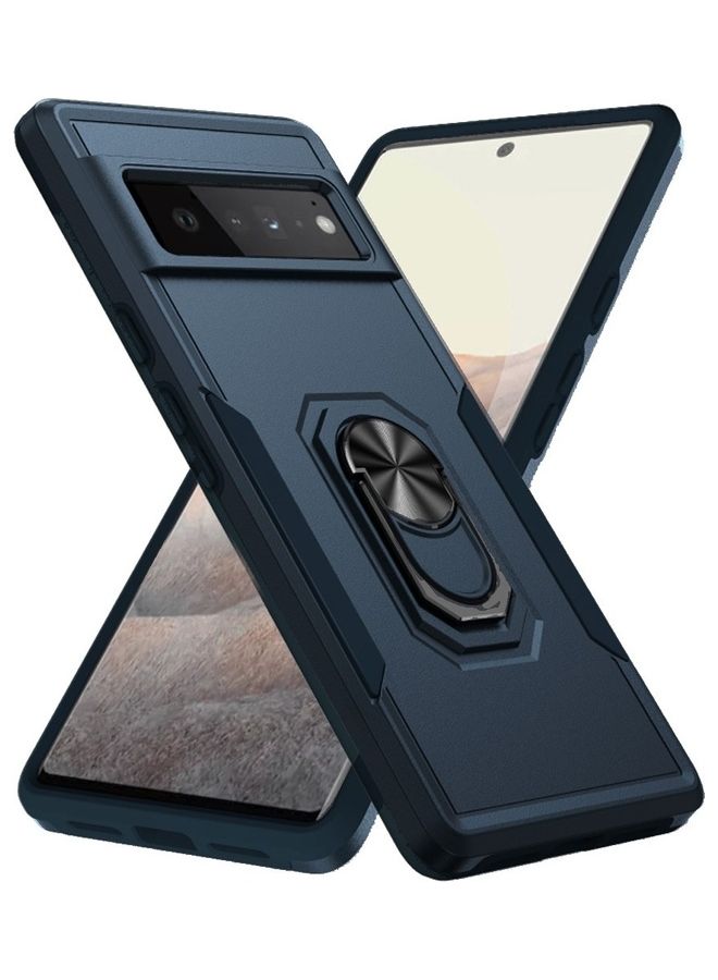 MARGOUN Google Pixel 6 Pro Hybrid Case with Magnetic Metal Ring Holder Kickstand Rugged Military Drop Protection Cover Blue - Image 1