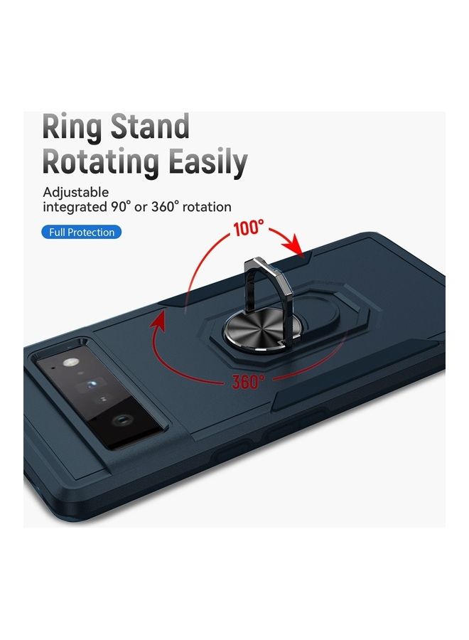 MARGOUN Google Pixel 6 Pro Hybrid Case with Magnetic Metal Ring Holder Kickstand Rugged Military Drop Protection Cover Blue - Image 2