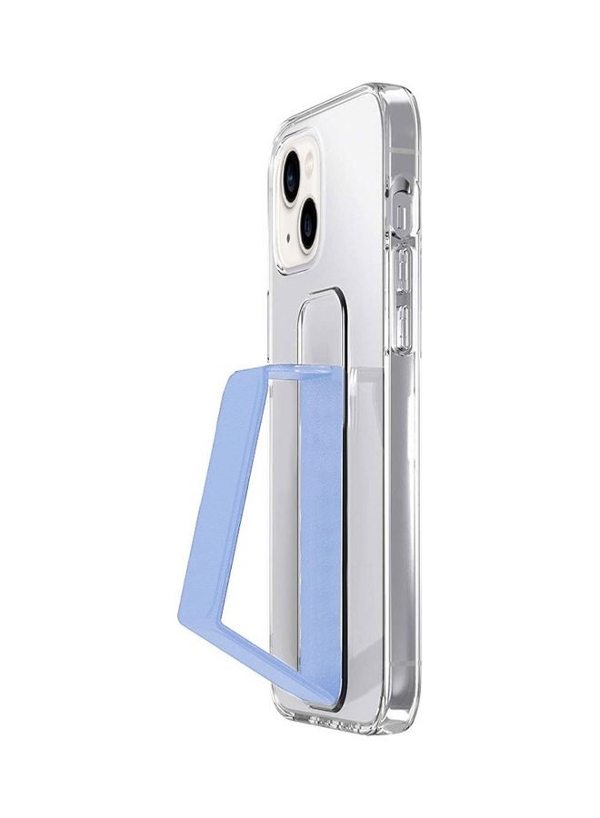 MARGOUN - Apple iPhone 14 Case With Hand Grip Foldable Magnetic Kickstand Wrist Strap Finger Grip Cover 6.1 Inch Clear/Blue - Image 1