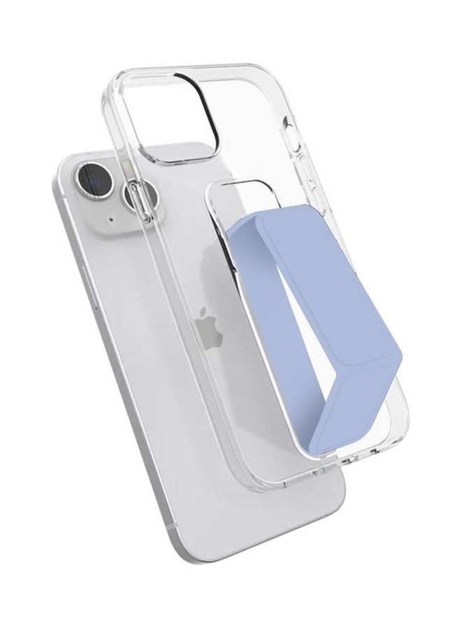 MARGOUN - Apple iPhone 14 Case With Hand Grip Foldable Magnetic Kickstand Wrist Strap Finger Grip Cover 6.1 Inch Clear/Blue - Image 1