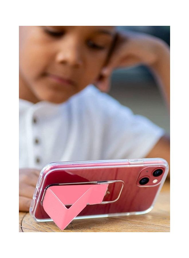 MARGOUN - Apple iPhone 14 Plus Case With Hand Grip Foldable Magnetic Kickstand Wrist Strap Finger Grip Cover 6.7 Inch Clear/Pink - Image 1