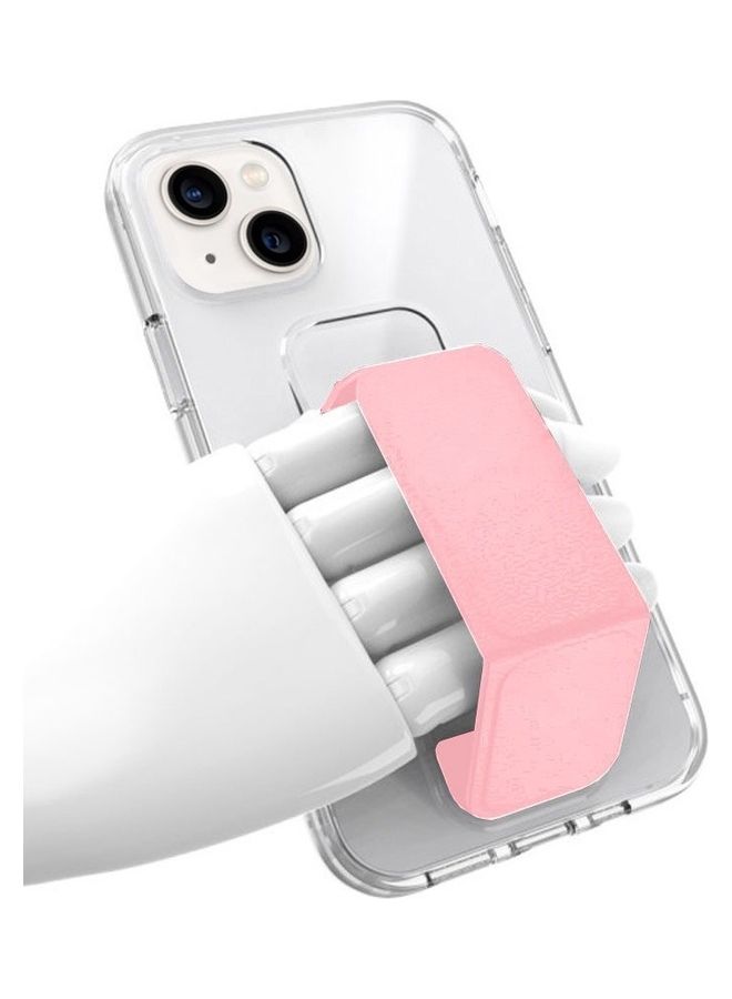 MARGOUN - Apple iPhone 14 Plus Case With Hand Grip Foldable Magnetic Kickstand Wrist Strap Finger Grip Cover 6.7 Inch Clear/Pink - Image 1