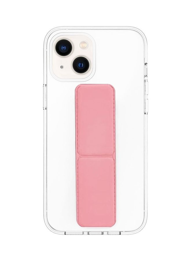 MARGOUN - Apple iPhone 14 Plus Case With Hand Grip Foldable Magnetic Kickstand Wrist Strap Finger Grip Cover 6.7 Inch Clear/Pink - Image 1
