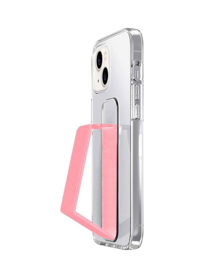 MARGOUN - Apple iPhone 14 Plus Case With Hand Grip Foldable Magnetic Kickstand Wrist Strap Finger Grip Cover 6.7 Inch Clear/Pink - Image 1