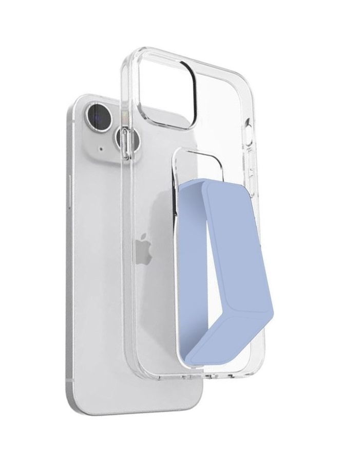 MARGOUN Apple iPhone 14 Plus Case With Hand Grip Foldable Magnetic Kickstand Wrist Strap Finger Grip Cover 6.7 Inch Clear/Blue - Image 1