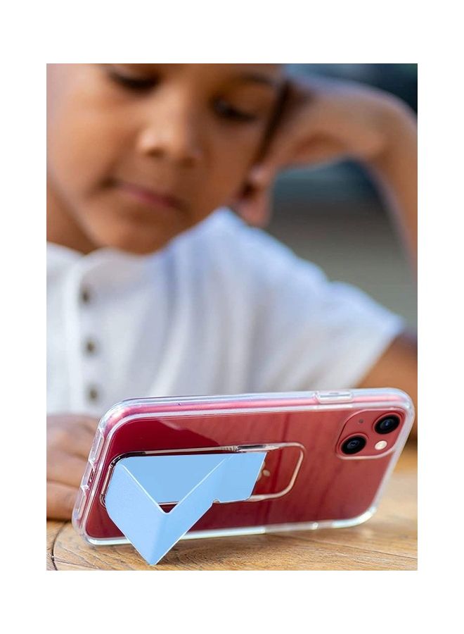 MARGOUN Apple iPhone 14 Plus Case With Hand Grip Foldable Magnetic Kickstand Wrist Strap Finger Grip Cover 6.7 Inch Clear/Blue - Image 4