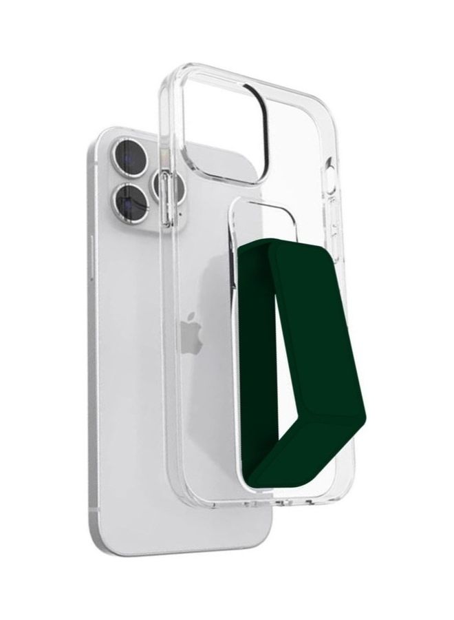 MARGOUN Hand Grip Foldable Magnetic Kickstand Wrist Strap Finger Grip Case Cover For Apple iPhone 14 Pro Max 6.7 inch Clear/Green - Image 1