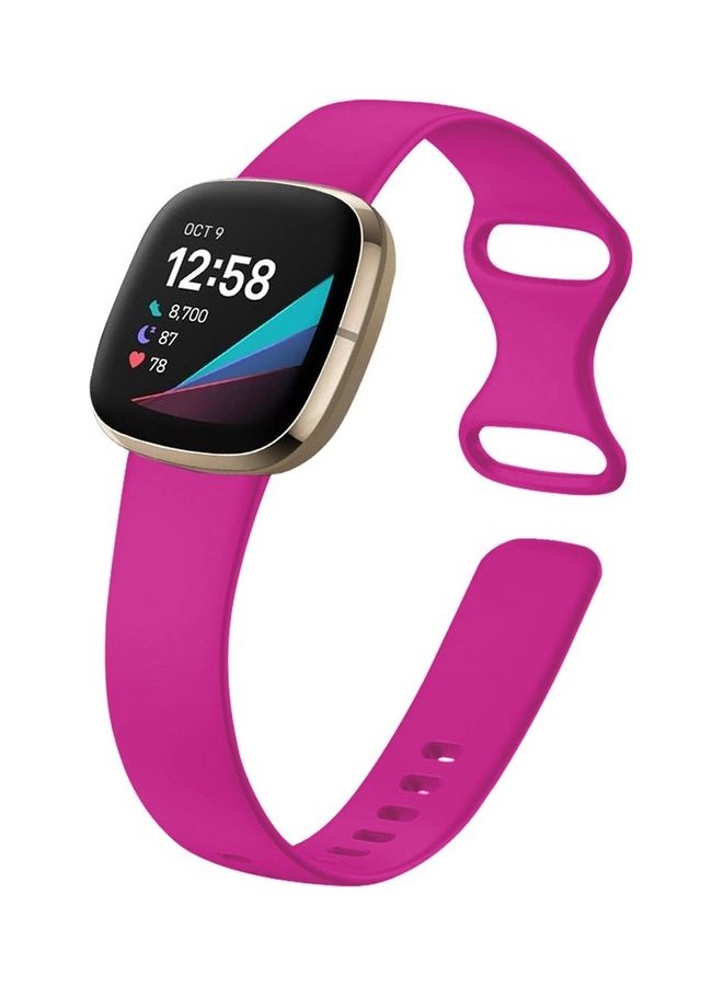 MARGOUN Fitbit Versa 3 Band / Fitbit Sense Band Soft Silicone Replacement Strap Watch Band Sport Wristband Hot Pink  - Image 2