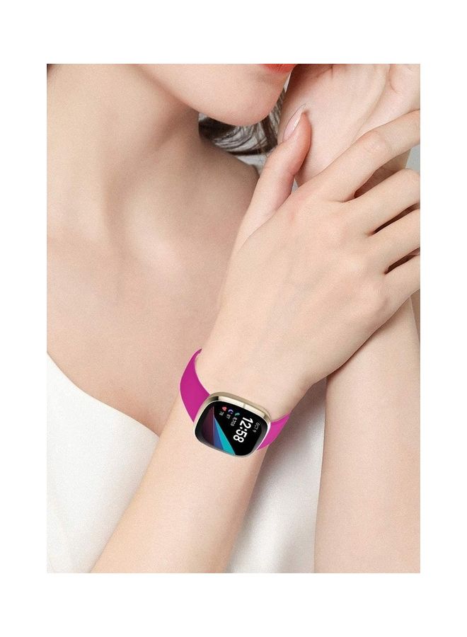 MARGOUN Fitbit Versa 3 Band / Fitbit Sense Band Soft Silicone Replacement Strap Watch Band Sport Wristband Hot Pink  - Image 3