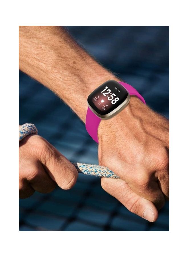 MARGOUN Fitbit Versa 3 Band / Fitbit Sense Band Soft Silicone Replacement Strap Watch Band Sport Wristband Hot Pink  - Image 4