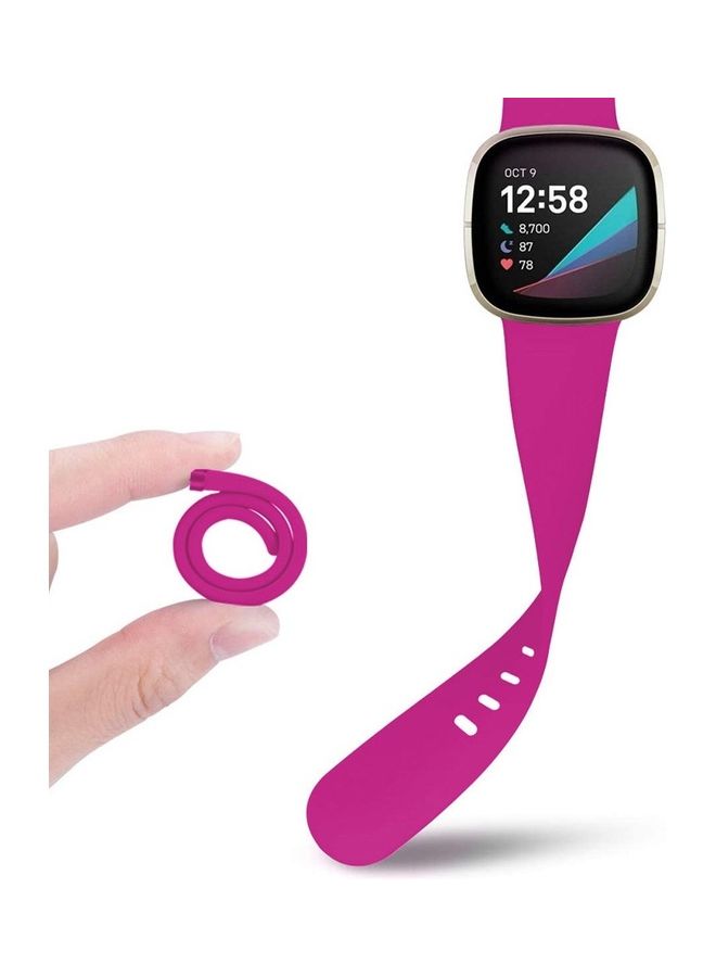 MARGOUN Fitbit Versa 3 Band / Fitbit Sense Band Soft Silicone Replacement Strap Watch Band Sport Wristband Hot Pink  - Image 5