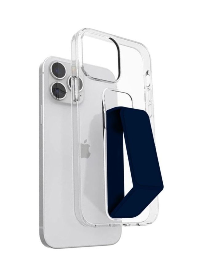 MARGOUN Apple iPhone 14 Pro Max Case With Hand Grip Foldable Magnetic Kickstand Wrist Strap Finger Grip Cover 6.7 Inch Clear/DarkBlue Clear/DarkBlue - Image 1