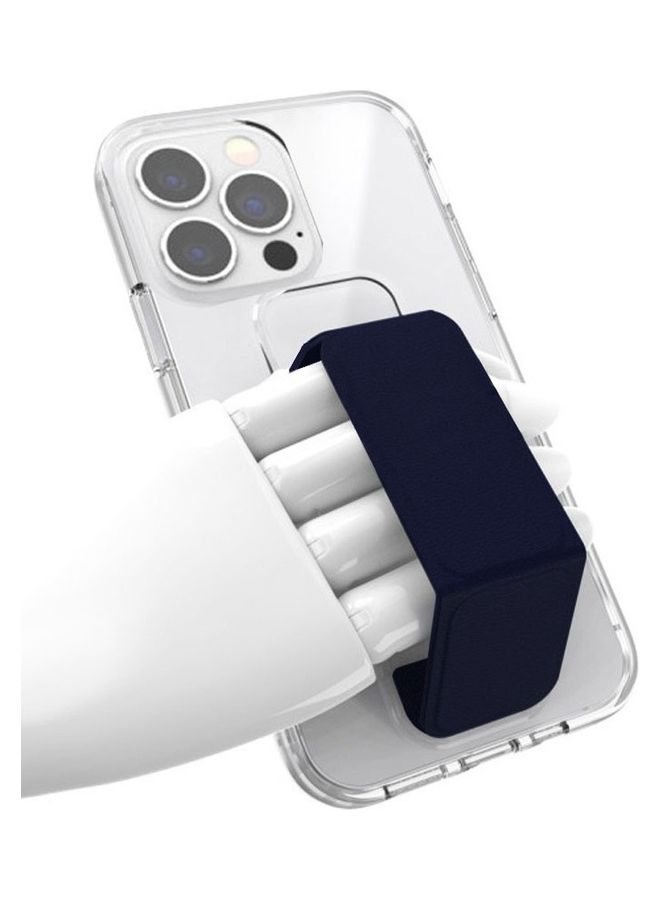 MARGOUN Apple iPhone 14 Pro Max Case With Hand Grip Foldable Magnetic Kickstand Wrist Strap Finger Grip Cover 6.7 Inch Clear/DarkBlue Clear/DarkBlue - Image 2