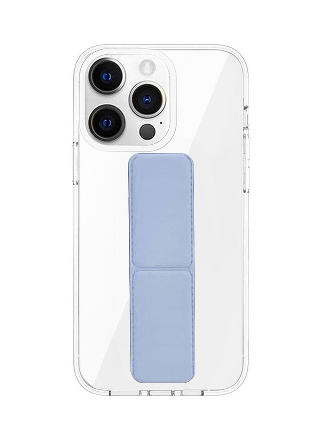 Apple iPhone 14 Pro Case With Hand Grip Foldable Magnetic Kickstand Wrist Strap Finger Grip Cover 6.1 Inch Clear/Blue