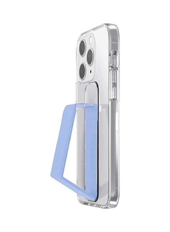 Apple iPhone 14 Pro Case With Hand Grip Foldable Magnetic Kickstand Wrist Strap Finger Grip Cover 6.1 Inch Clear/Blue