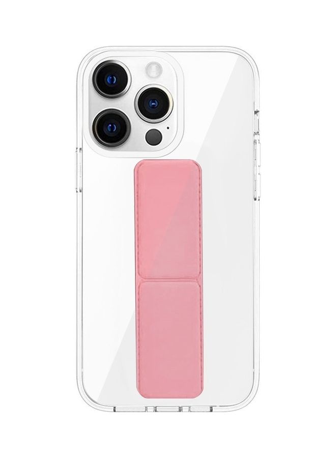 MARGOUN Hand Grip Foldable Magnetic Kickstand Wrist Strap Finger Grip Case Cover For Apple iPhone 14 Pro Max 6.7 inch Clear/Pink - Image 3