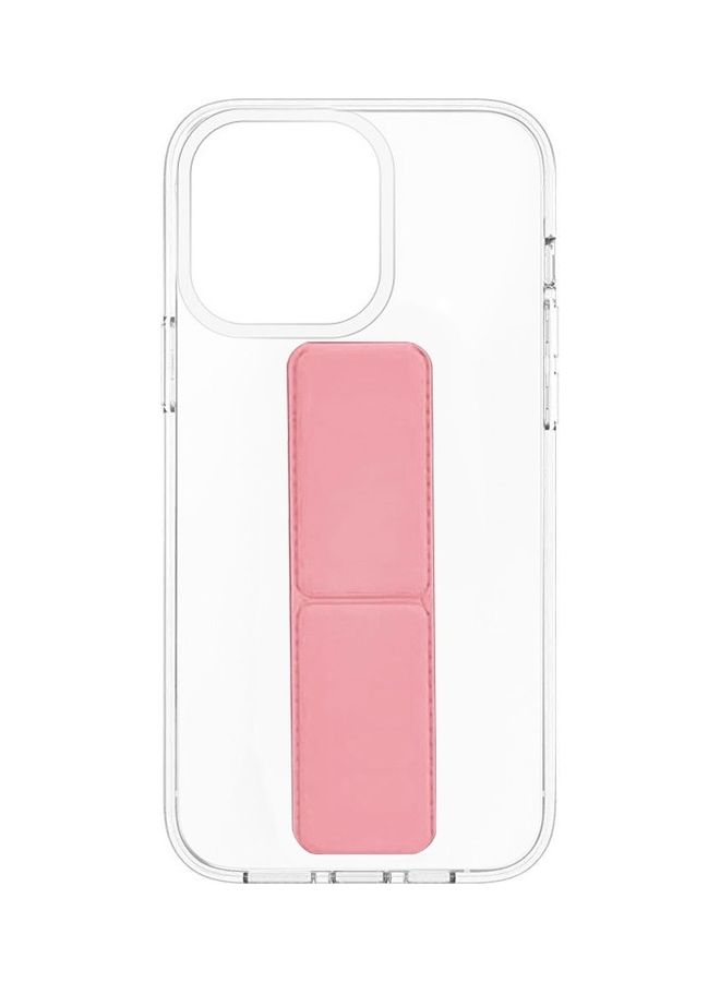 MARGOUN Hand Grip Foldable Magnetic Kickstand Wrist Strap Finger Grip Case Cover For Apple iPhone 14 Pro Max 6.7 inch Clear/Pink - Image 4