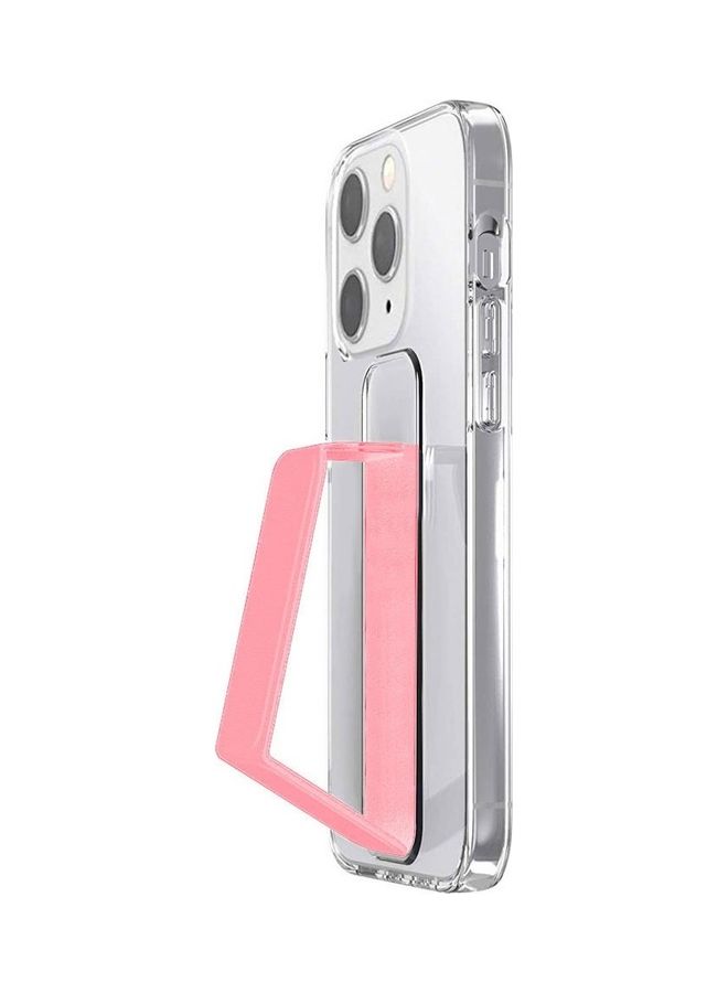 MARGOUN Hand Grip Foldable Magnetic Kickstand Wrist Strap Finger Grip Case Cover For Apple iPhone 14 Pro Max 6.7 inch Clear/Pink - Image 5