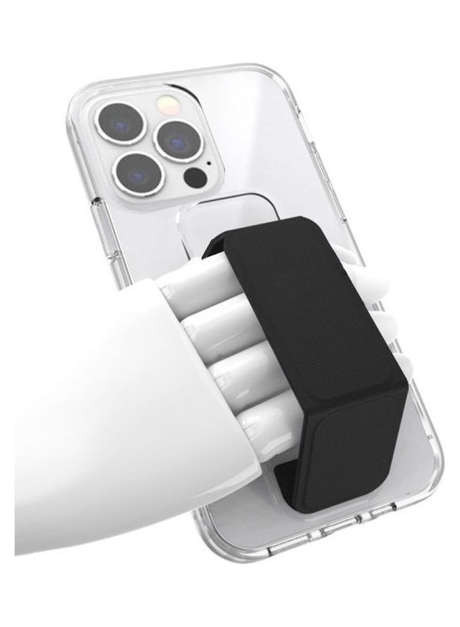 MARGOUN - Hand Grip Foldable Magnetic Kickstand Wrist Strap Finger Grip Case Cover For Apple iPhone 14 Pro Max 6.7 inch Clear/Black - Image 1