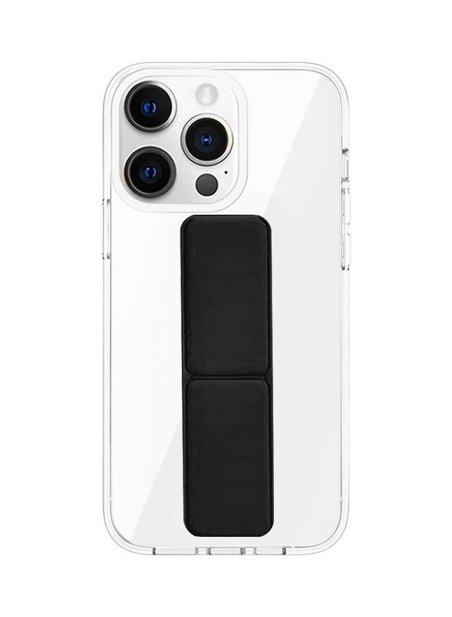 MARGOUN - Hand Grip Foldable Magnetic Kickstand Wrist Strap Finger Grip Case Cover For Apple iPhone 14 Pro Max 6.7 inch Clear/Black - Image 1