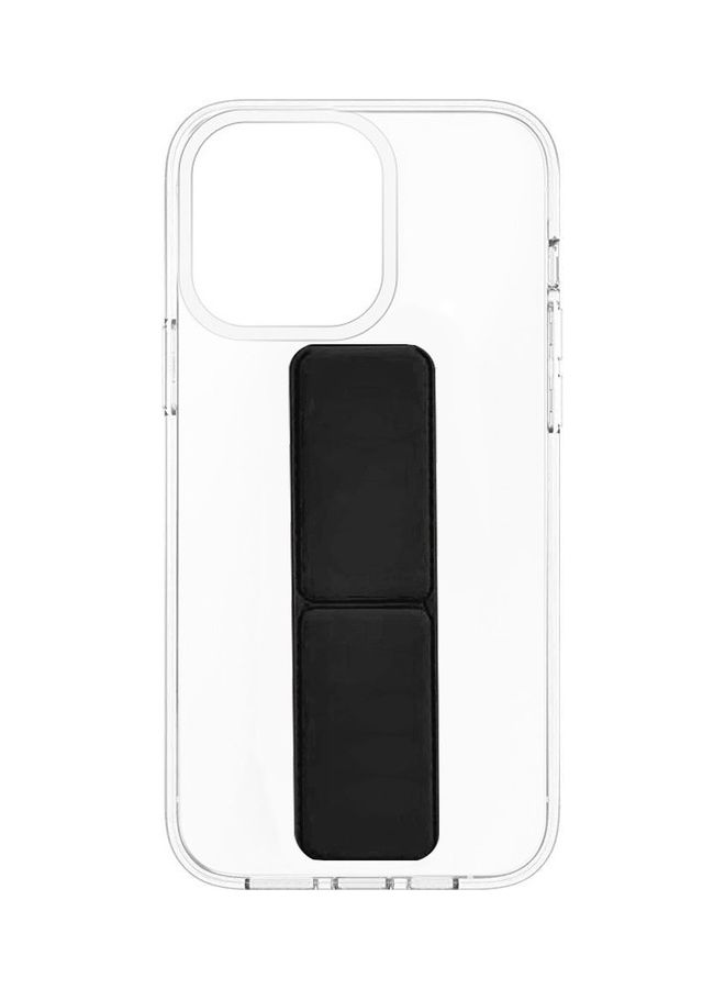 MARGOUN - Hand Grip Foldable Magnetic Kickstand Wrist Strap Finger Grip Case Cover For Apple iPhone 14 Pro Max 6.7 inch Clear/Black - Image 1