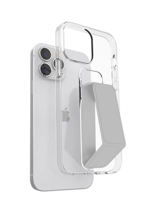 MARGOUN - Apple iPhone 14 Pro Max Case With Hand Grip Foldable Magnetic Kickstand Wrist Strap Finger Grip Cover 6.7 Inch Clear/Grey - Image 1