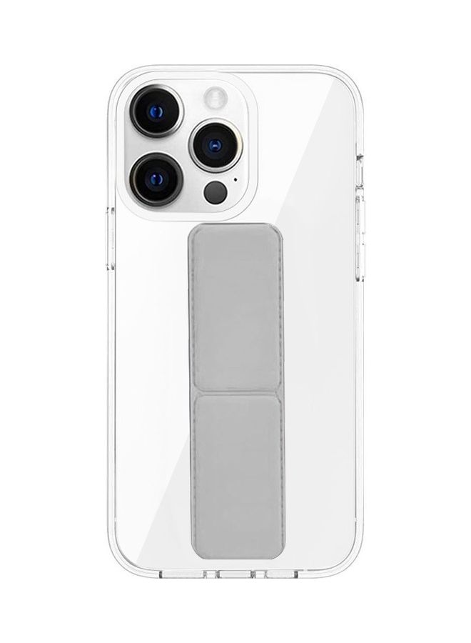 MARGOUN - Apple iPhone 14 Pro Max Case With Hand Grip Foldable Magnetic Kickstand Wrist Strap Finger Grip Cover 6.7 Inch Clear/Grey - Image 1