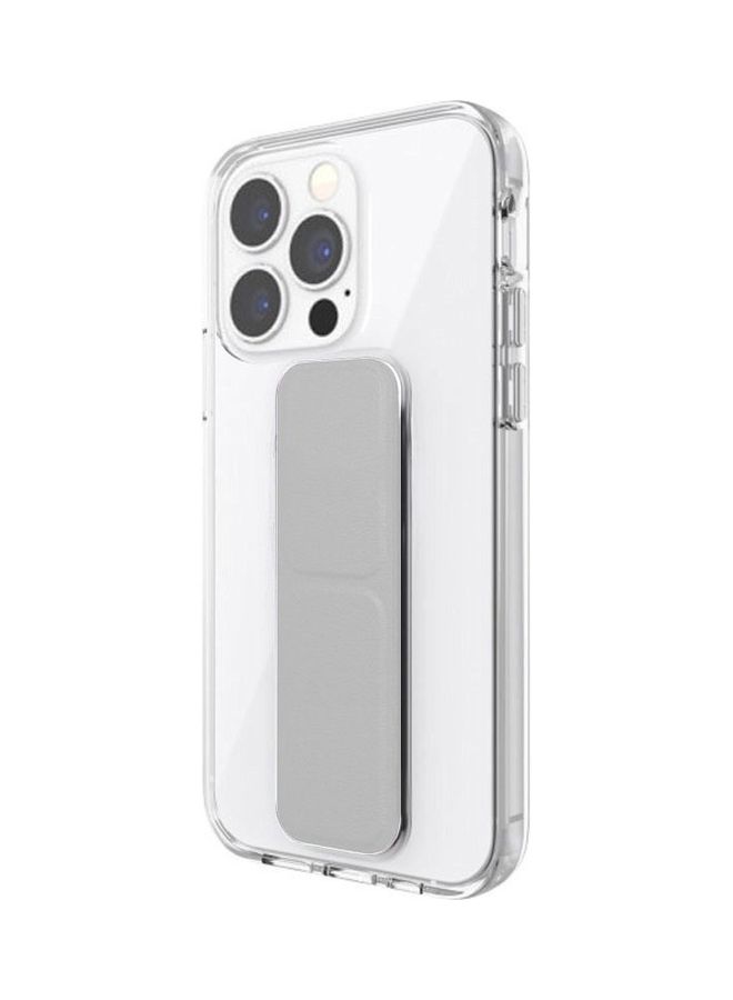 MARGOUN - Apple iPhone 14 Pro Max Case With Hand Grip Foldable Magnetic Kickstand Wrist Strap Finger Grip Cover 6.7 Inch Clear/Grey - Image 1