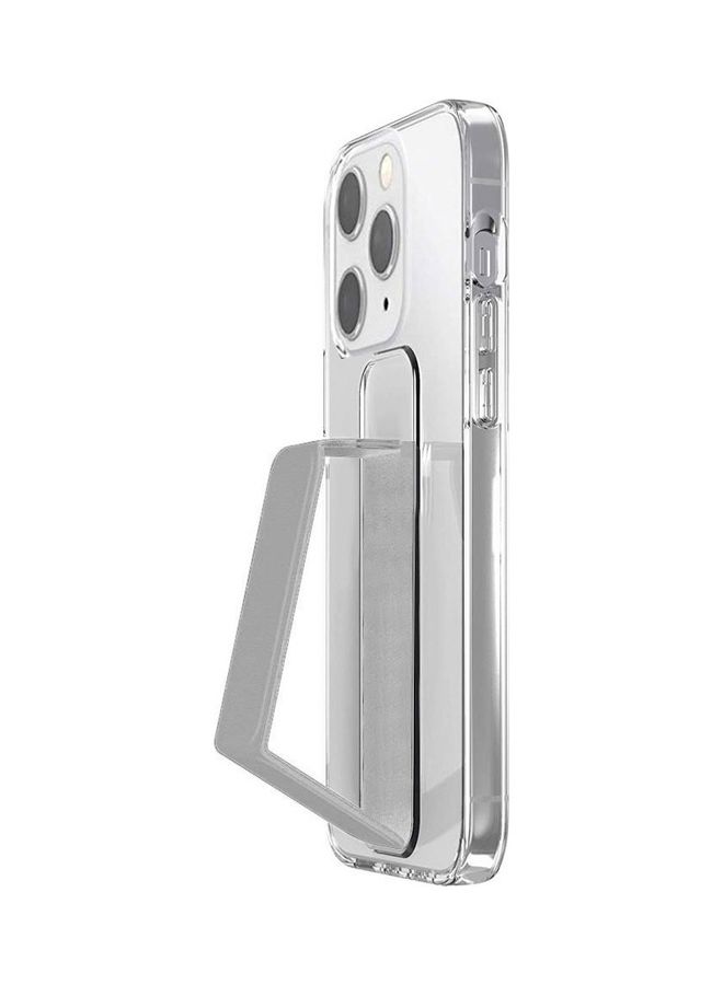 MARGOUN - Apple iPhone 14 Pro Max Case With Hand Grip Foldable Magnetic Kickstand Wrist Strap Finger Grip Cover 6.7 Inch Clear/Grey - Image 1
