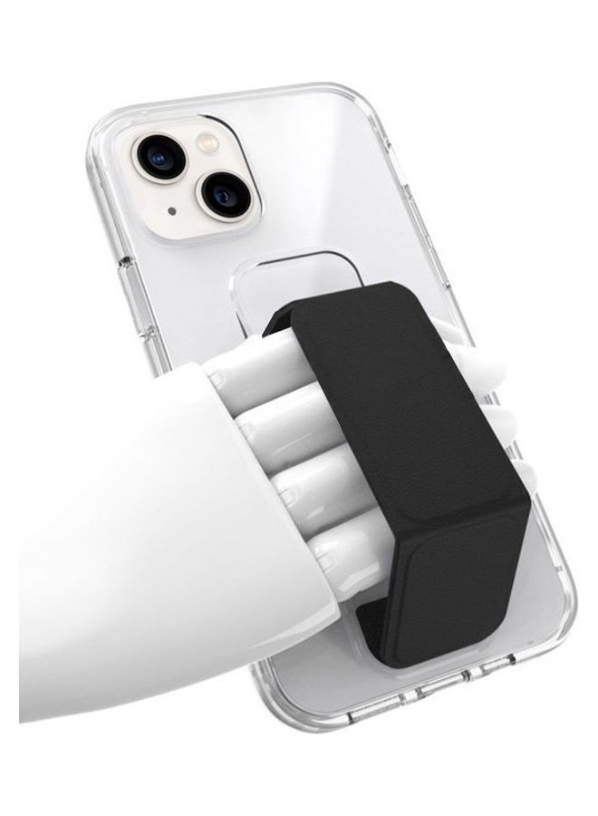 MARGOUN Hand Grip Foldable Magnetic Kickstand Wrist Strap Finger Grip Case Cover For Apple iPhone 14 Plus 6.7 inch Clear/Black - Image 2