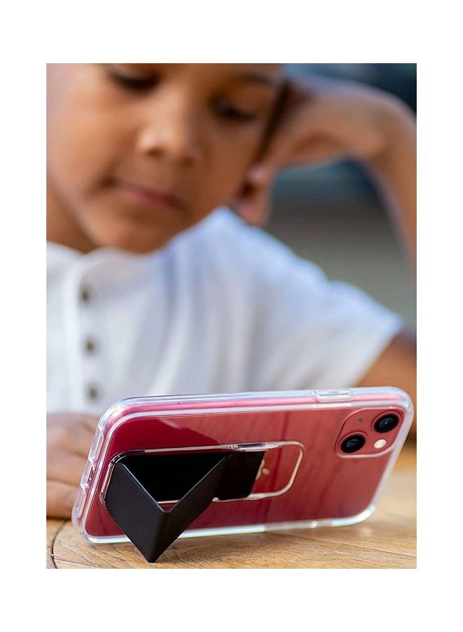 MARGOUN Hand Grip Foldable Magnetic Kickstand Wrist Strap Finger Grip Case Cover For Apple iPhone 14 Plus 6.7 inch Clear/Black - Image 4